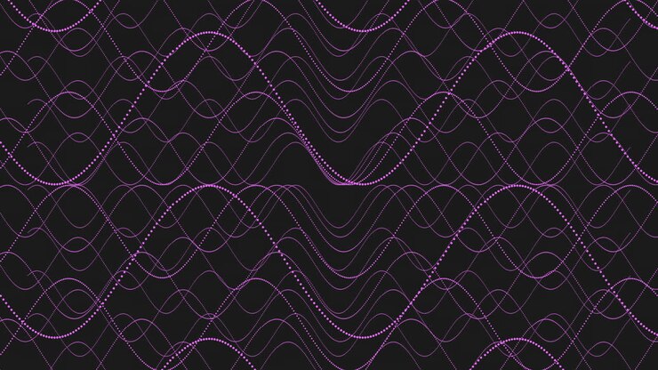Symmetrical blue wave pattern on black background