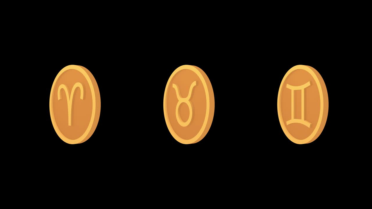 조디악 기호 메달리온 아리우스 타우루스 제미니 아이콘 세트 알파 채널