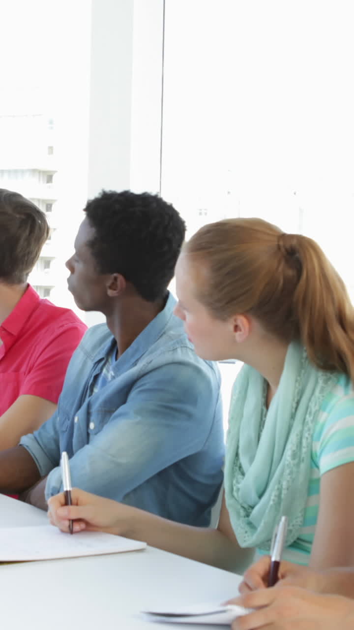 Woman giving presentation of ideas to her colleagues at a meeting