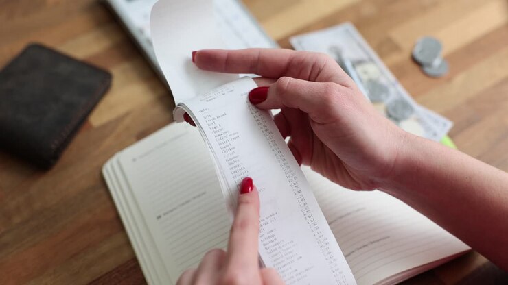 Grocery receipt on a table