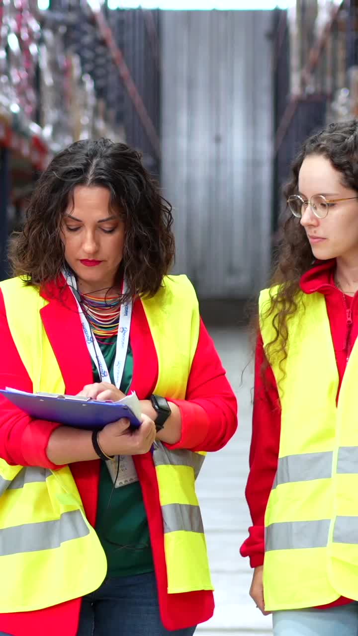 Warehouse workers with clipboard