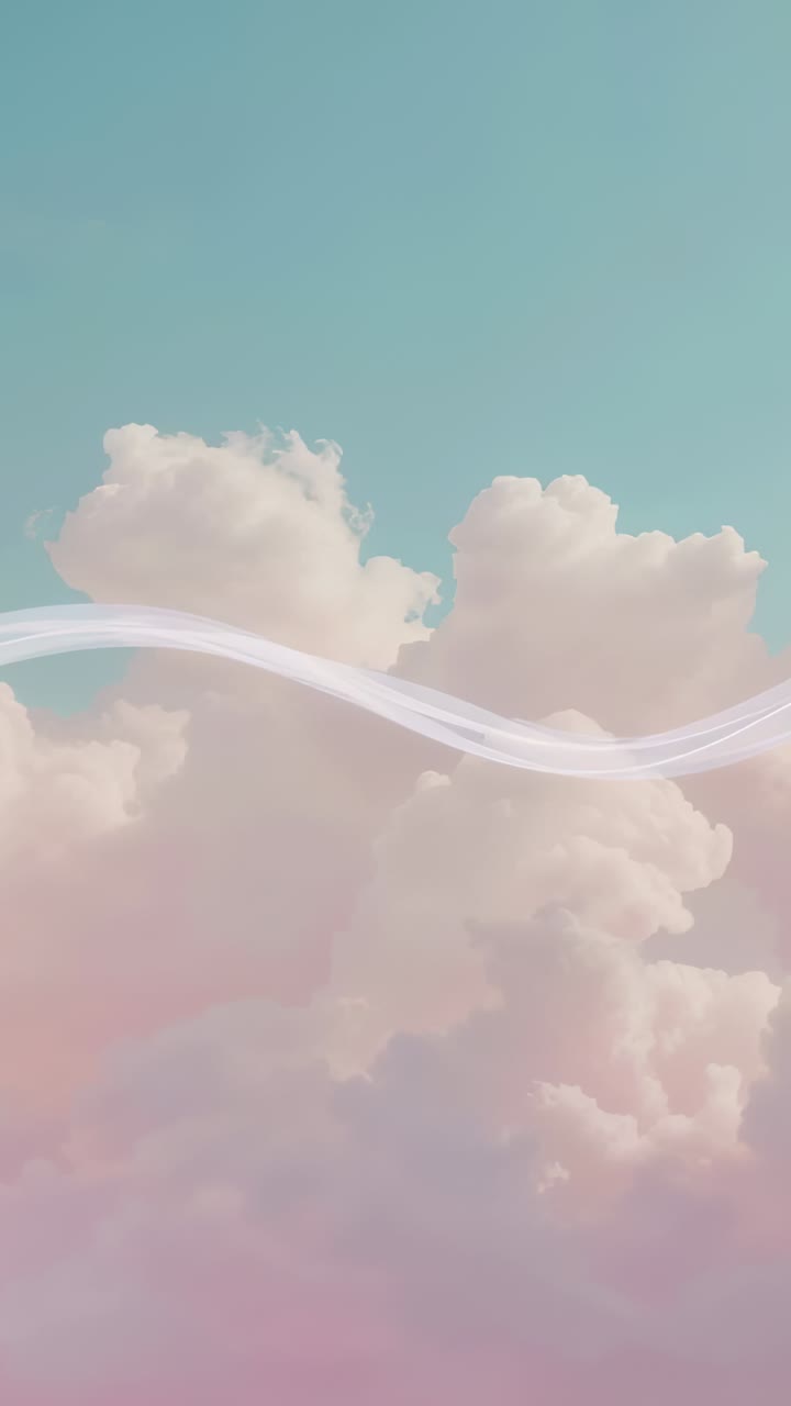 Vertical video: Frame starting pastel clouds and sheer ribbon moving across teal sky, adding layers