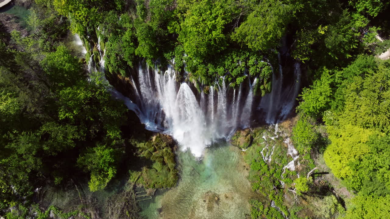 Plitvice Lakes National Park - Waterfalls, Tufa Lakes And Alpine Forest In Croatia. - aerial shot