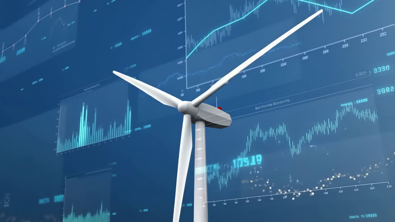 Wind Turbine with Digital Data Displays for Renewable Energy