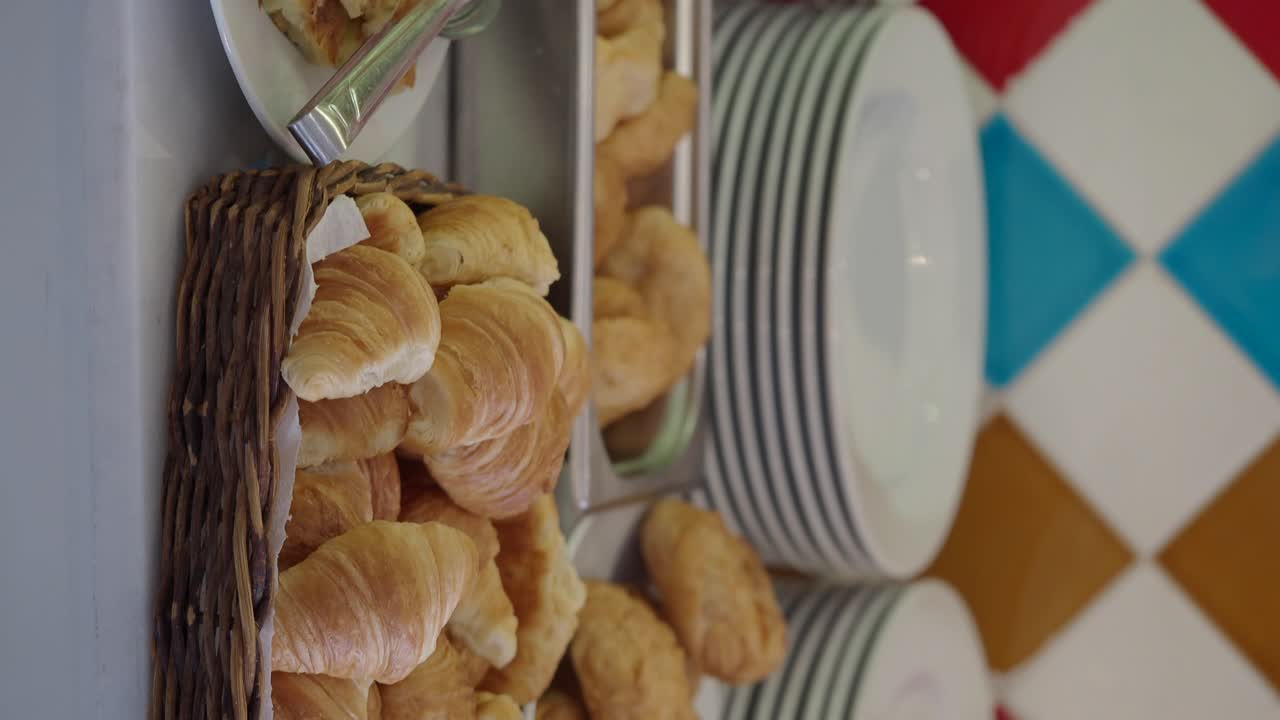 Breakfast Buffet with Croissants and Pastries
