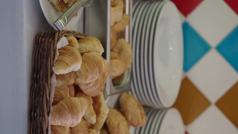 breakfast buffet with croissants and pastries