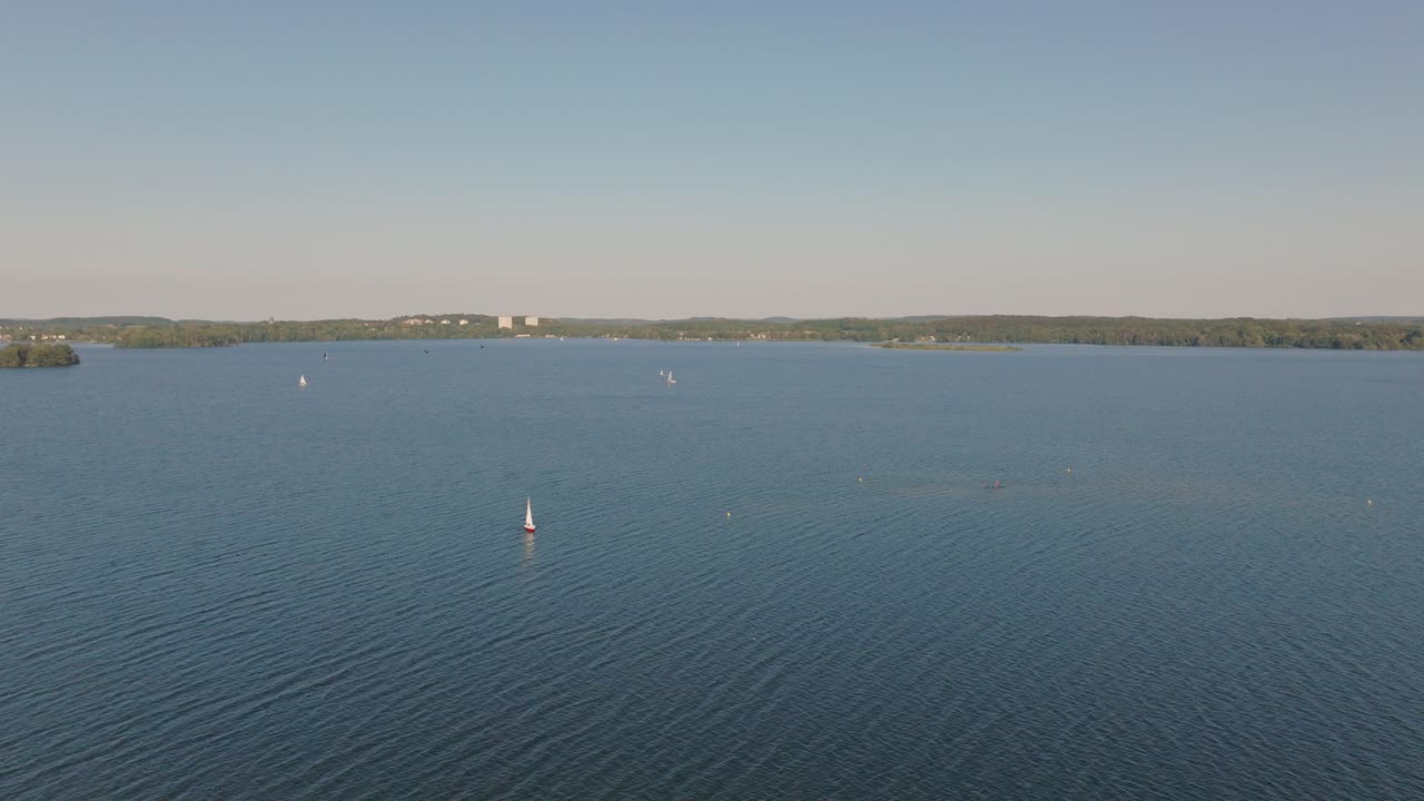 barcos que navegan durante el tiempo soleado con olas suaves y gaviotas voladoras
