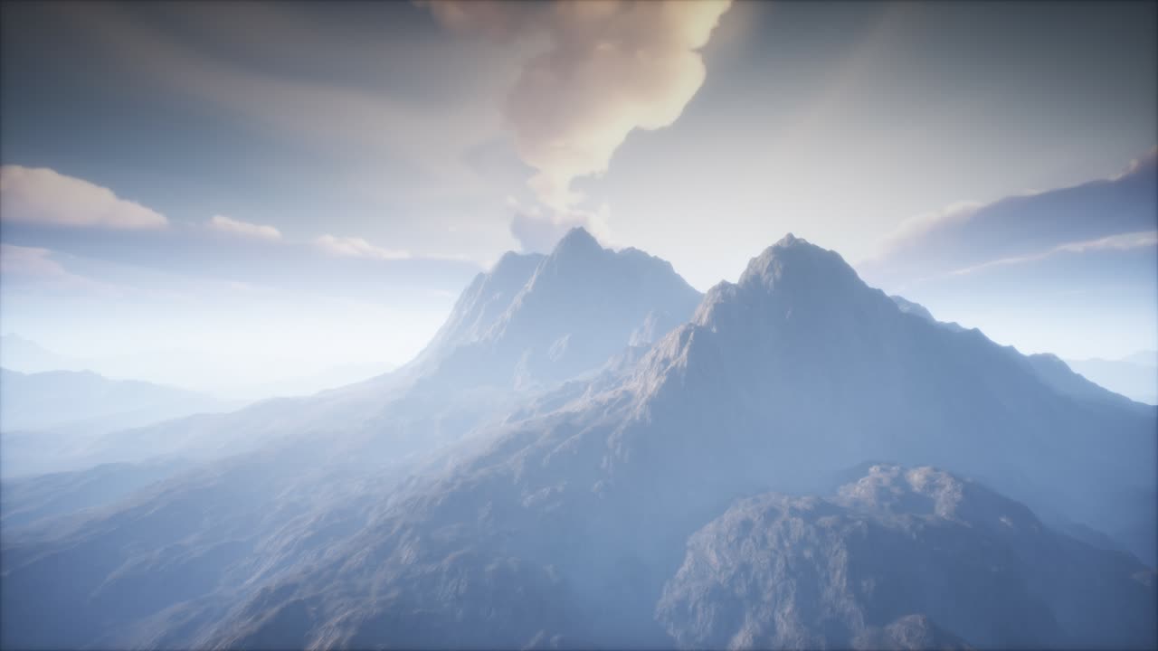 paisaje del cráter del volcán con niebla