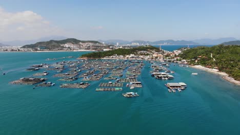 famous tourist attraction and food production, seafood farms at nha trang, vietnam