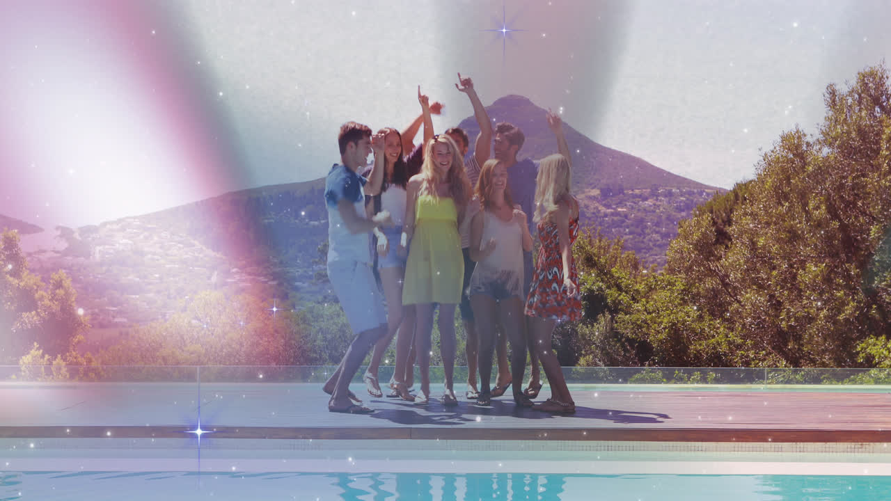 다양한 친구들이 춤추는 별들의 애니메이션