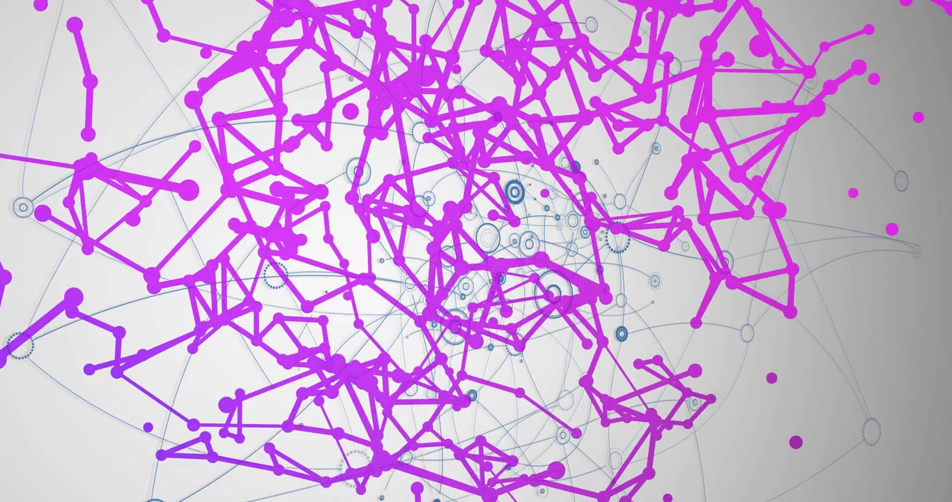 Central blue circle emerging initiating network growing forming magenta web rising purple wash