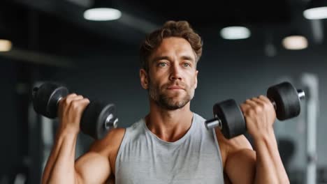 man lifting dumbbells at the gym