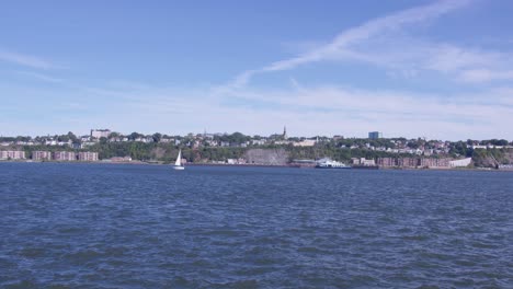 Wide-Slow-Motion-of-the-Saint-Lawrence-River-in-Quebec,-Canada