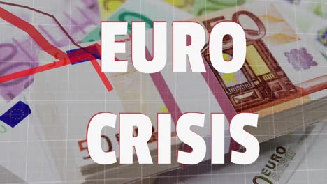 Texto-De-La-Crisis-Del-Euro-Y-Gráficos-Rojos-Que-Se-Mueven-Contra-Los-Billetes-En-Euros