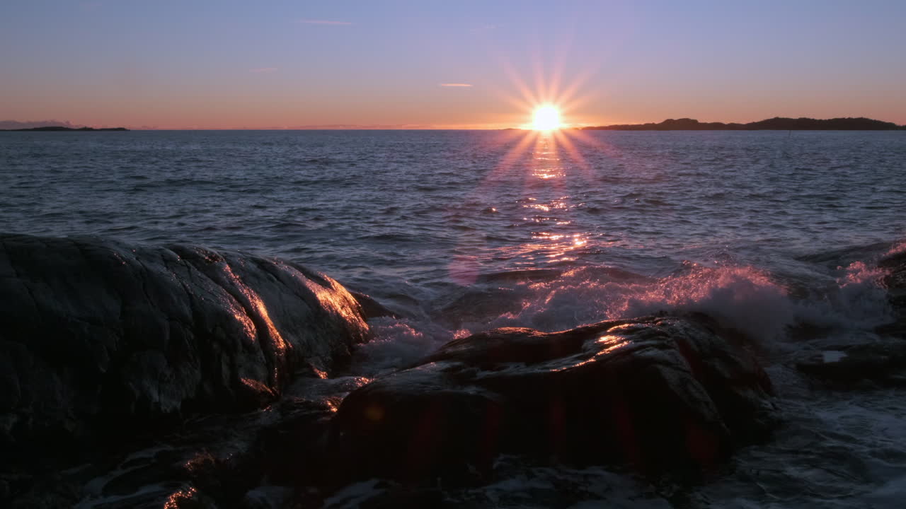 Mysterious Dark Ocean Rippling At Beautiful Golden Sunset