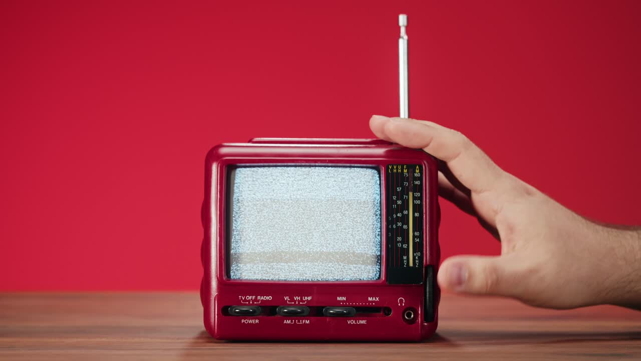 Retro Portable Television with Hand