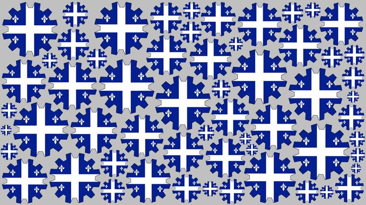 Quebec flag gears spinning background