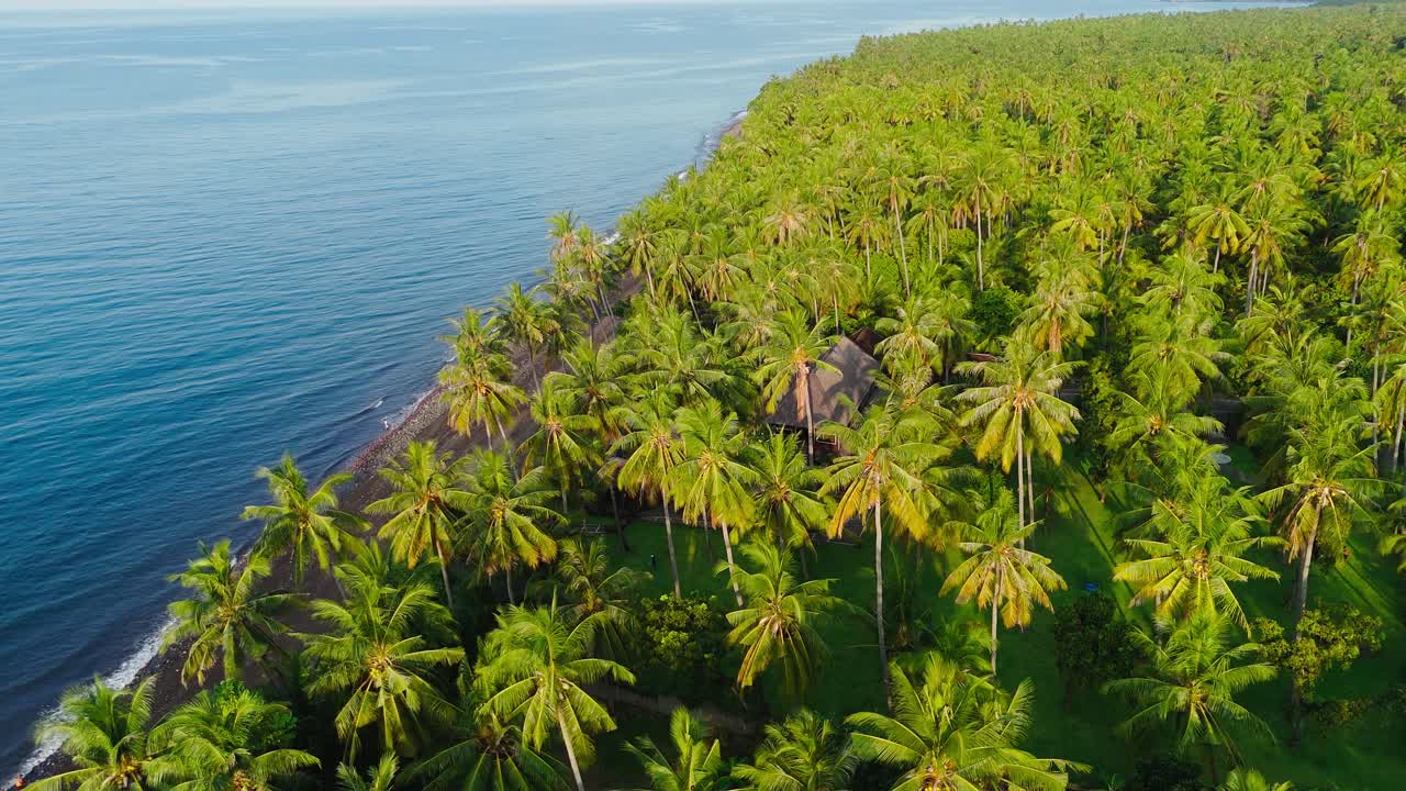 Aerial View Of Gretek Beach In Bali, Coastal Tropical Landscape Along Shoreline