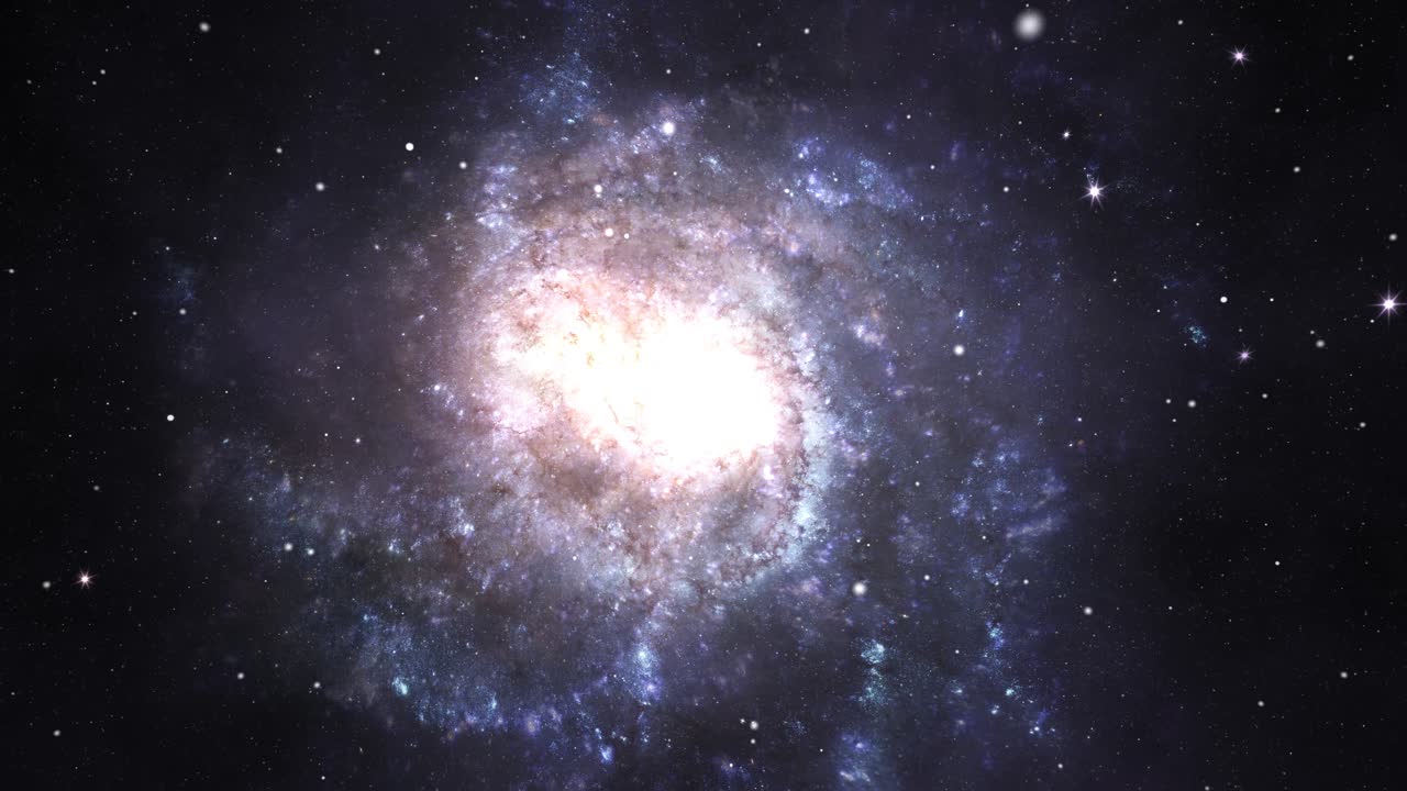 Scenic spiral infinite galaxy outer space travel center moving stars nebula loop animation flying in