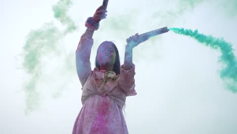 indian festival holi celebration slowmotion