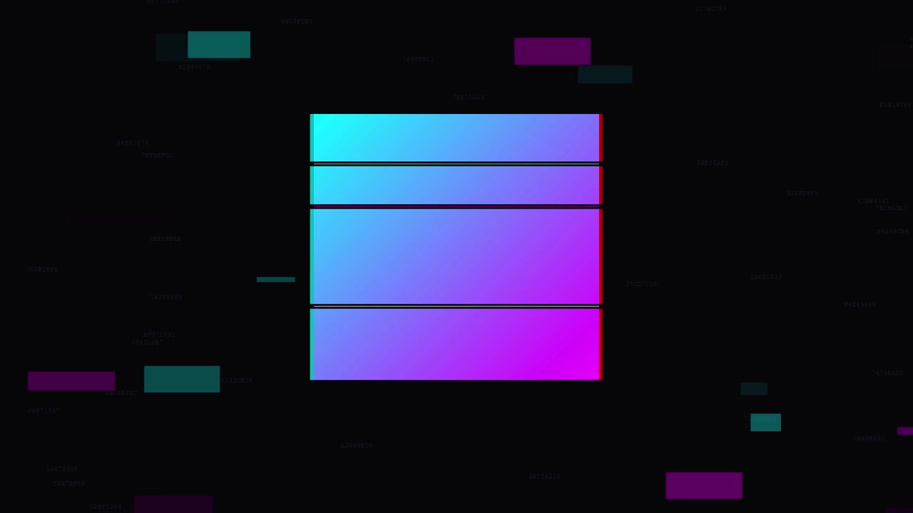Effetto glitch digitale con quadrato a gradiente neon