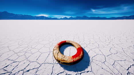 very old abandoned grungy lifebuoy