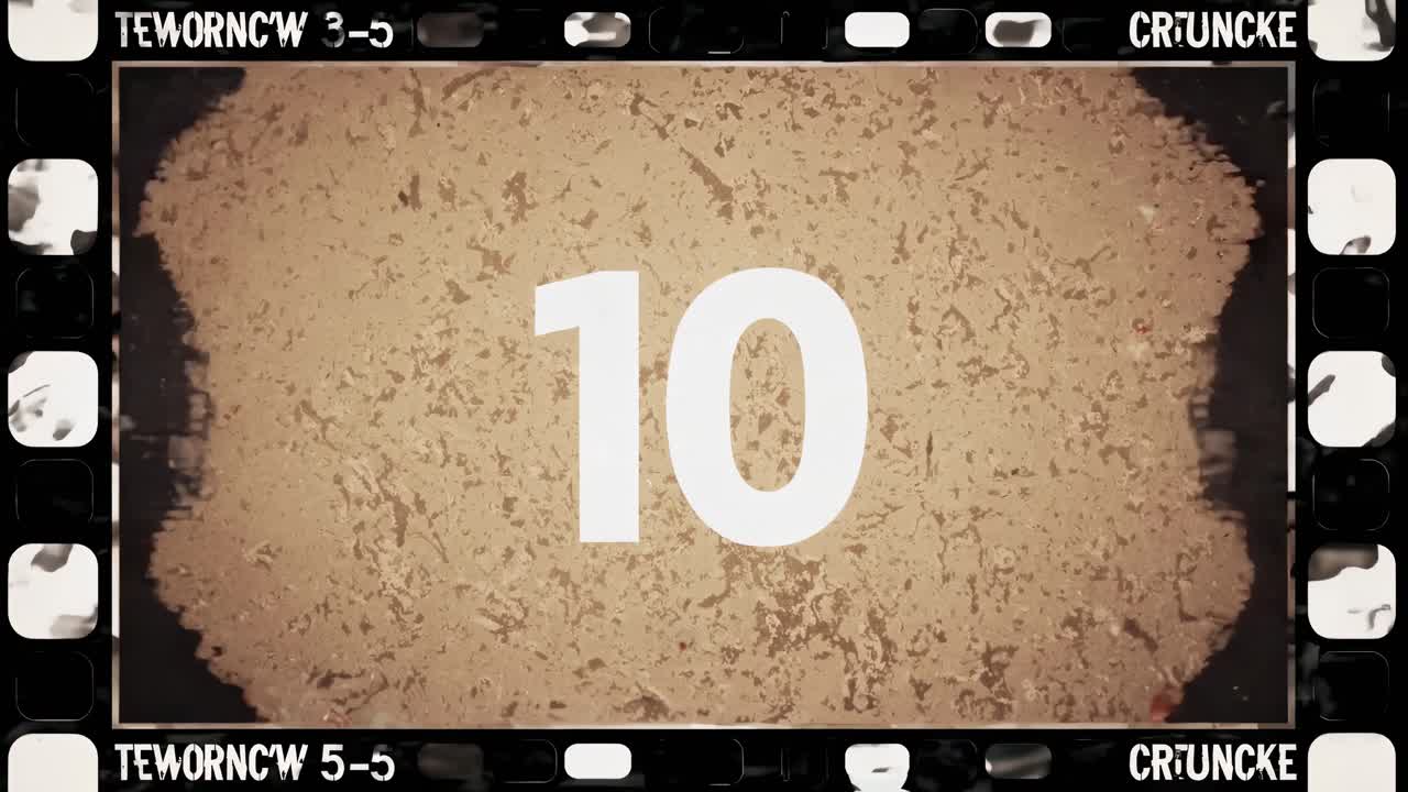Film w stylu vintage z odliczaniem i teksturowanym tłem w sepii