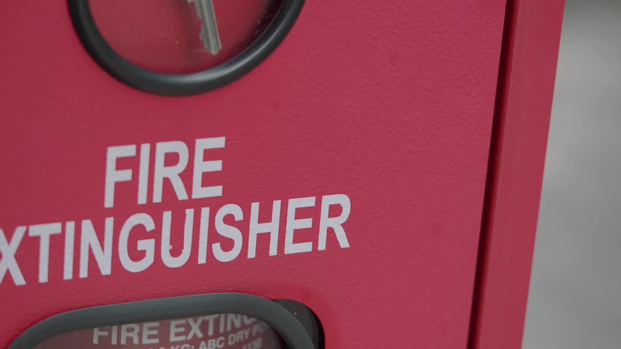 Close-up of a Fire Extinguisher Cabinet