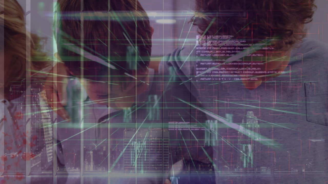 animación del procesamiento de datos en diversos alumnos