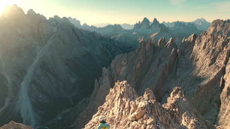 Female-hiker-walking-in-the-Dolomites-of-South-Tyrol-Italy