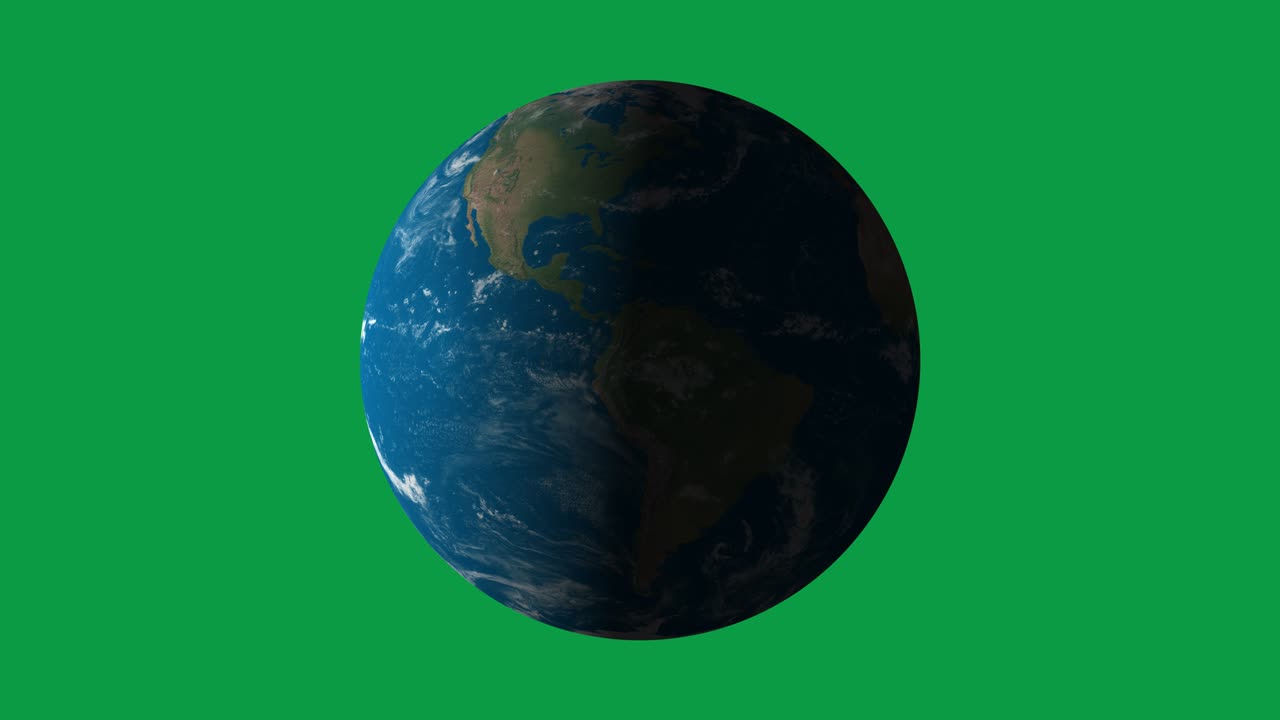 World, Planet Earth is rotating in green screen animation. Loop animation.