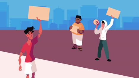 men protesting characters democracy animation