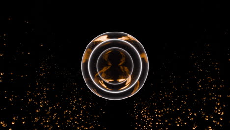 abstract glowing sphere with gold particles