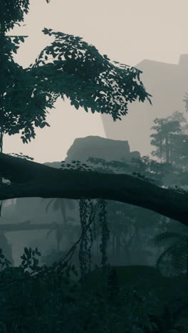 misty jungle landscape