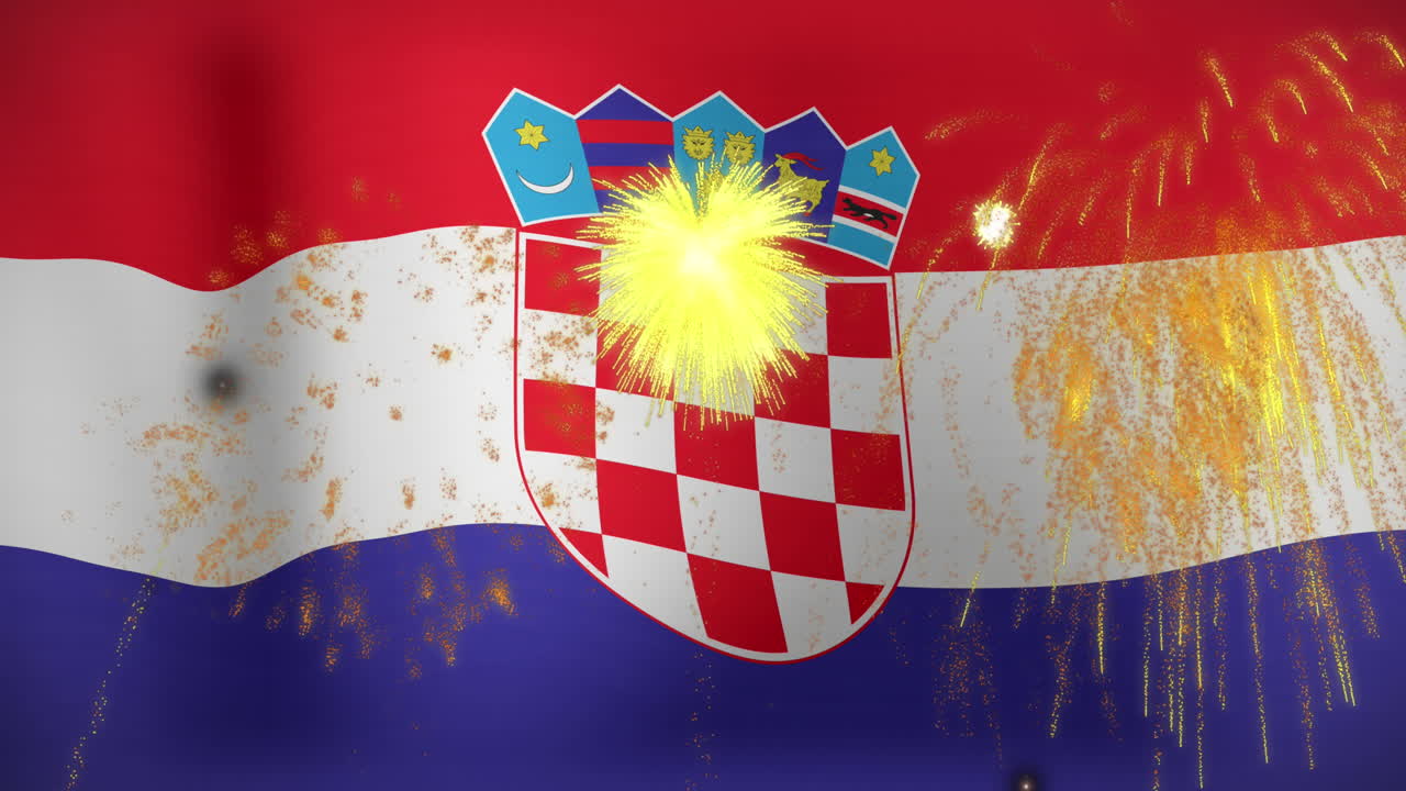 크로아티아  ⁇ 발 위에서 불꽃놀이의 애니메이션