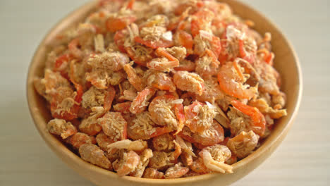 dried shrimps or dried salted prawn in bowl
