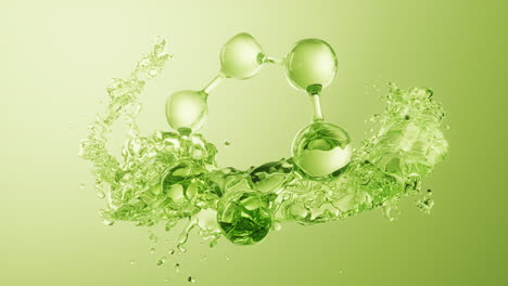 molecule and flowing water liquid background, 3d rendering.