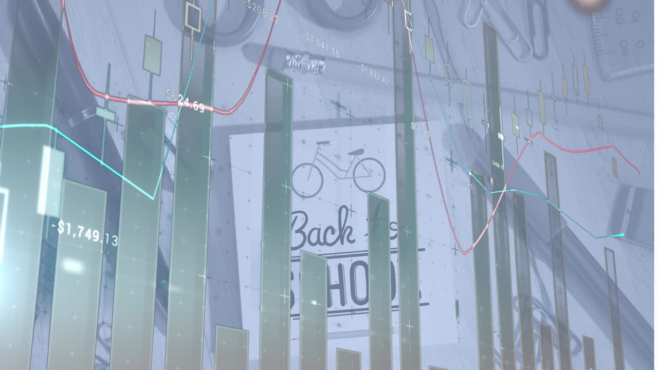 학교 텍스트와 학교 아이템에 대한 데이터 처리의 애니메이션