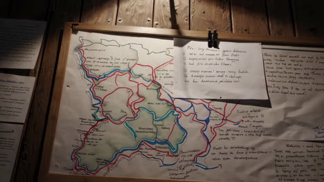 hand drawn hiking map and notes