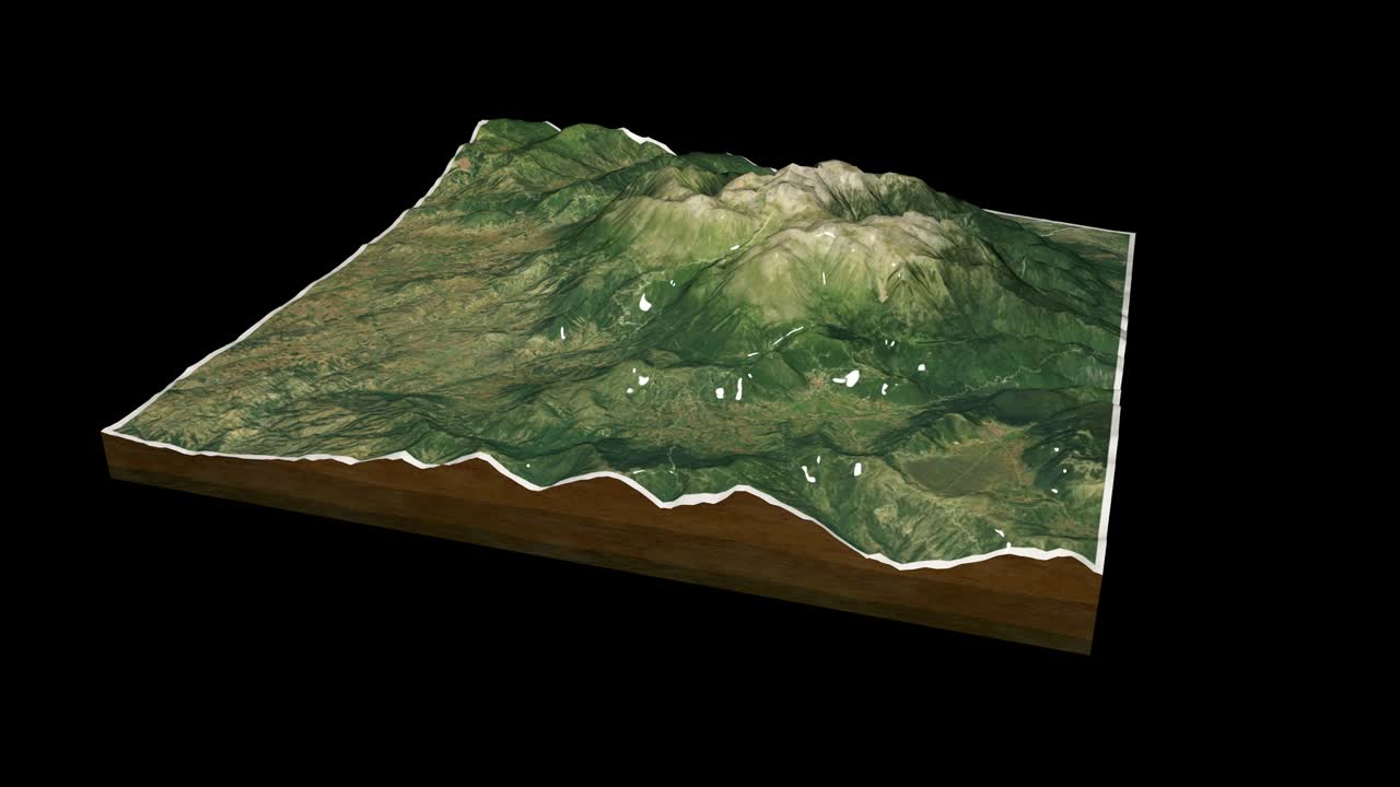 마운트 올림푸스 지형 지도 3d 렌더링 360도 루프 애니메이션