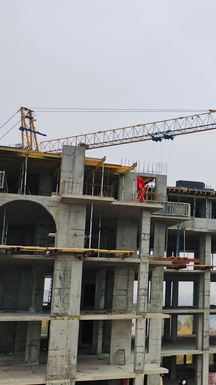 Aerial view of construction site. The construction of the plant in the city
