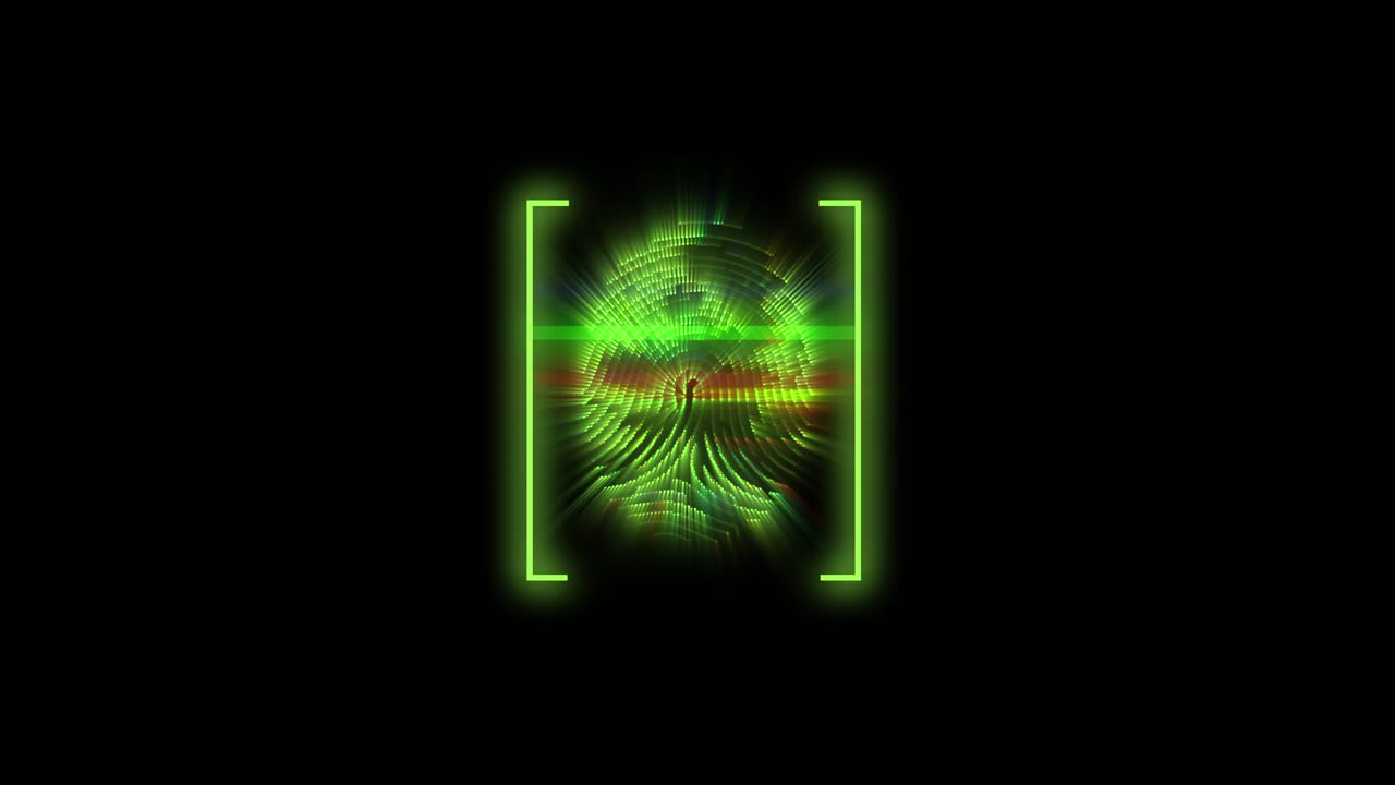 Animation de scan biométrique d'empreinte digitale numérique vert lumineux