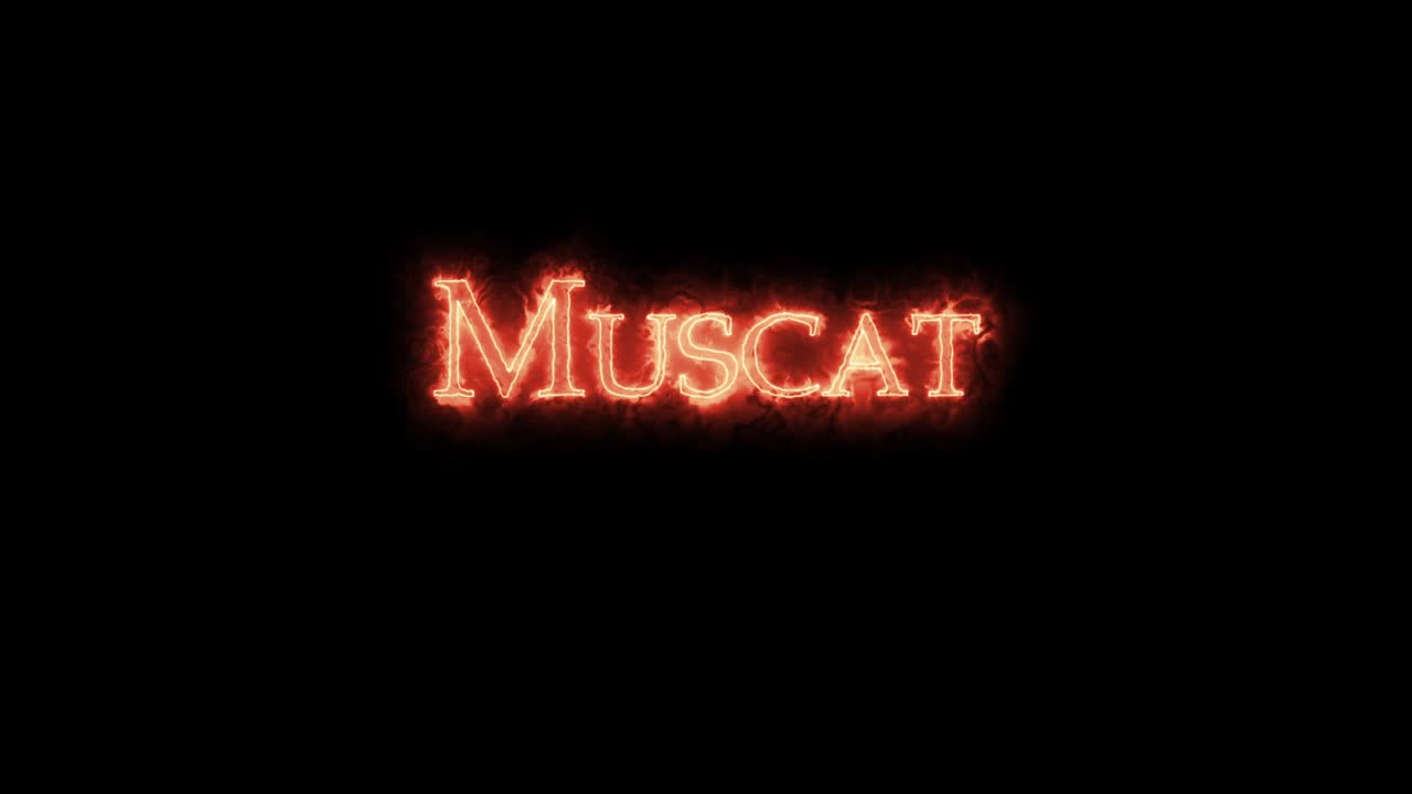 Muscat written with fire. Loop