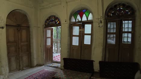 ceilings and walls and windows of an old house