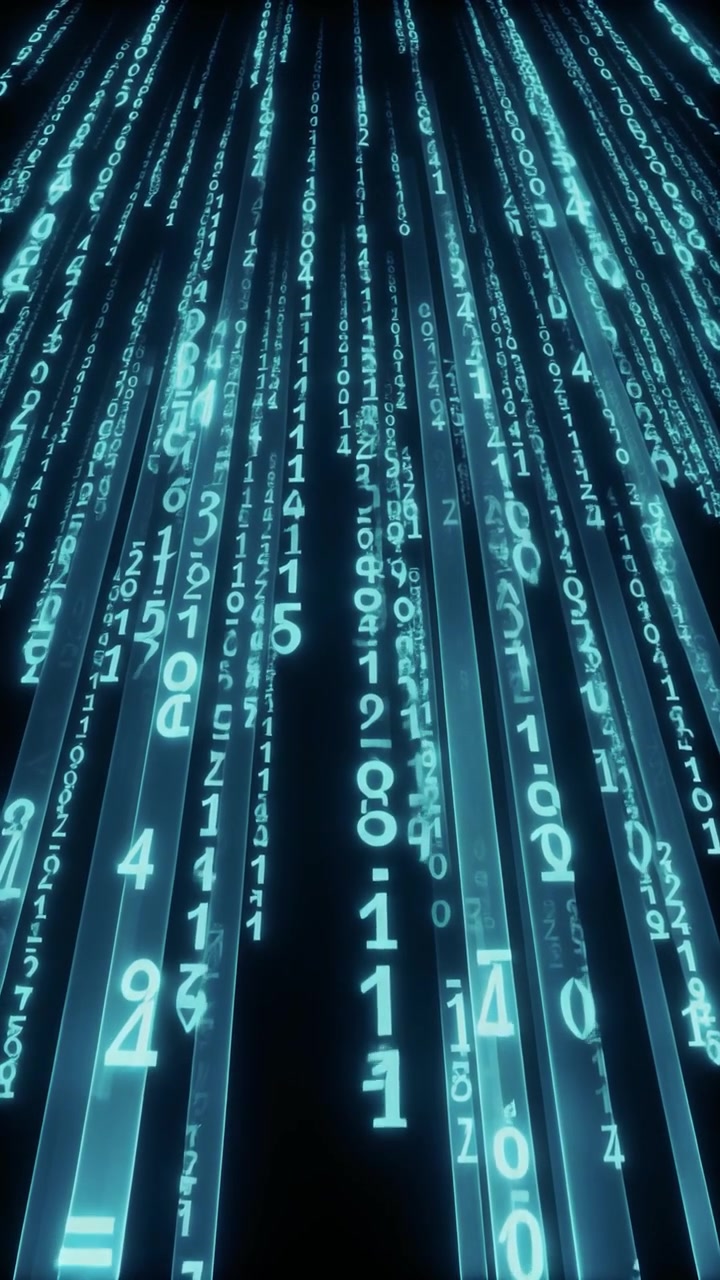 Digital Matrix Code Falling in Abstract Cyber Space
