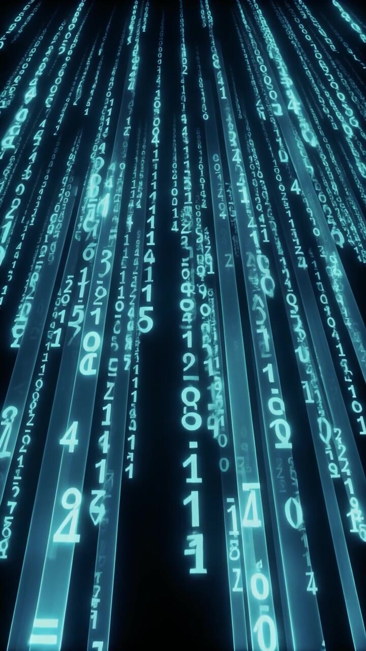 Codice Matrix digitale in caduta nello spazio cibernetico astratto