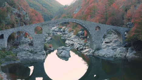 devil's bridge in ardino bulgaria top on arda river, it is ottoman architecture bridge in rodopi mountains