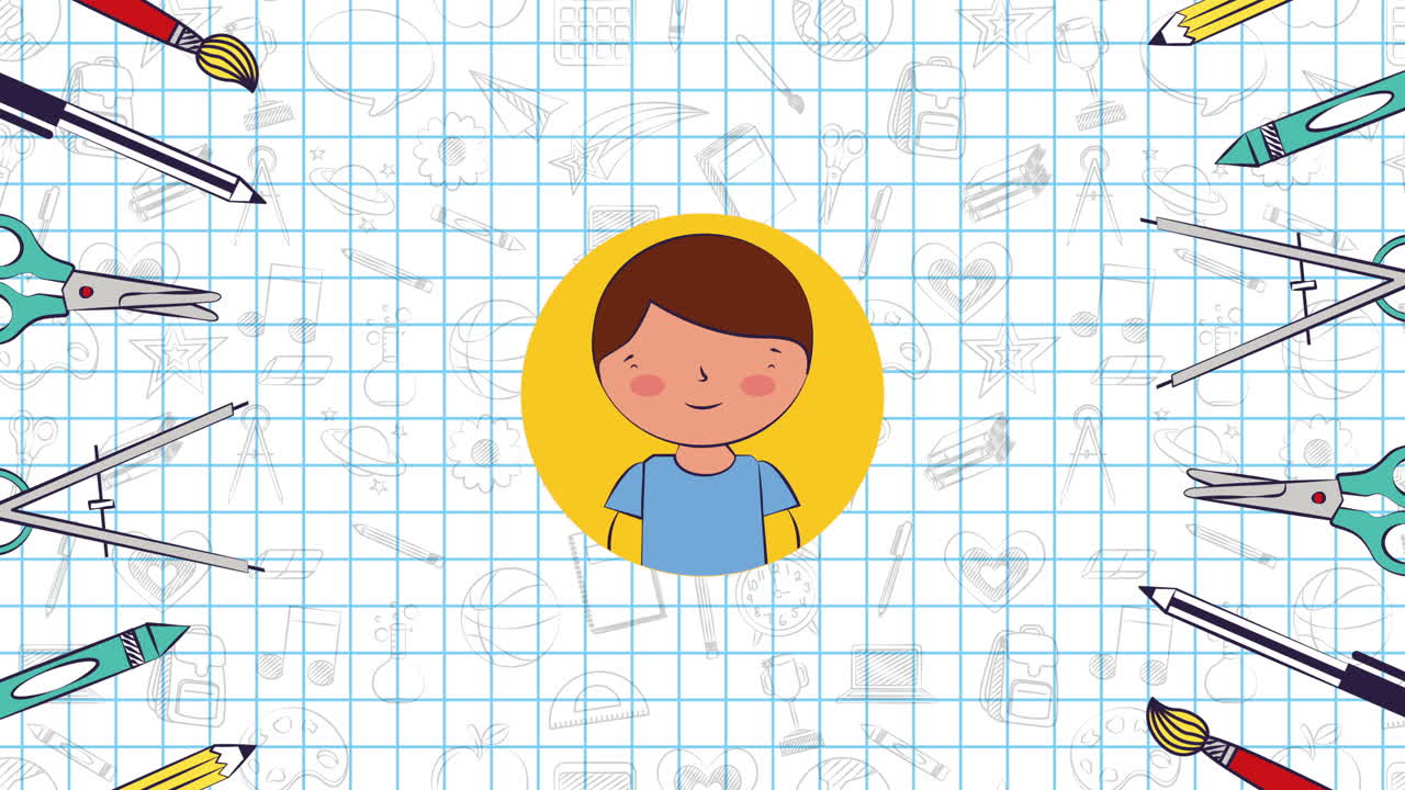 personaje de niño estudiante, de vuelta a la escuela