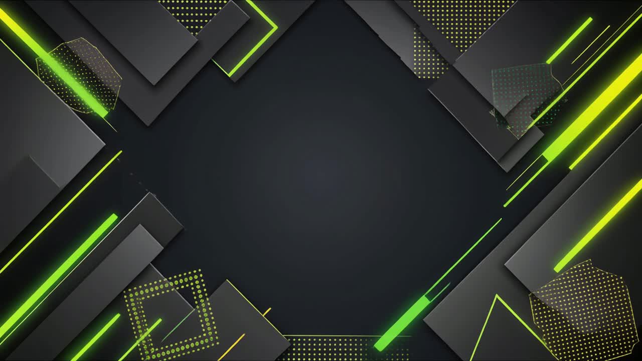 Latar Belakang Geometris Abstrak dengan Garis Neon Hijau dan Kuning