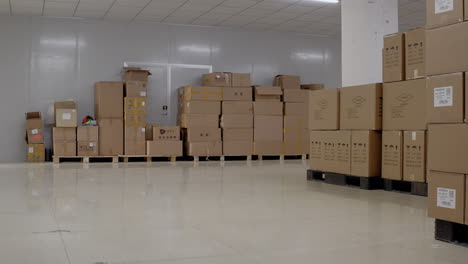 boxes neatly stacked in a warehouse